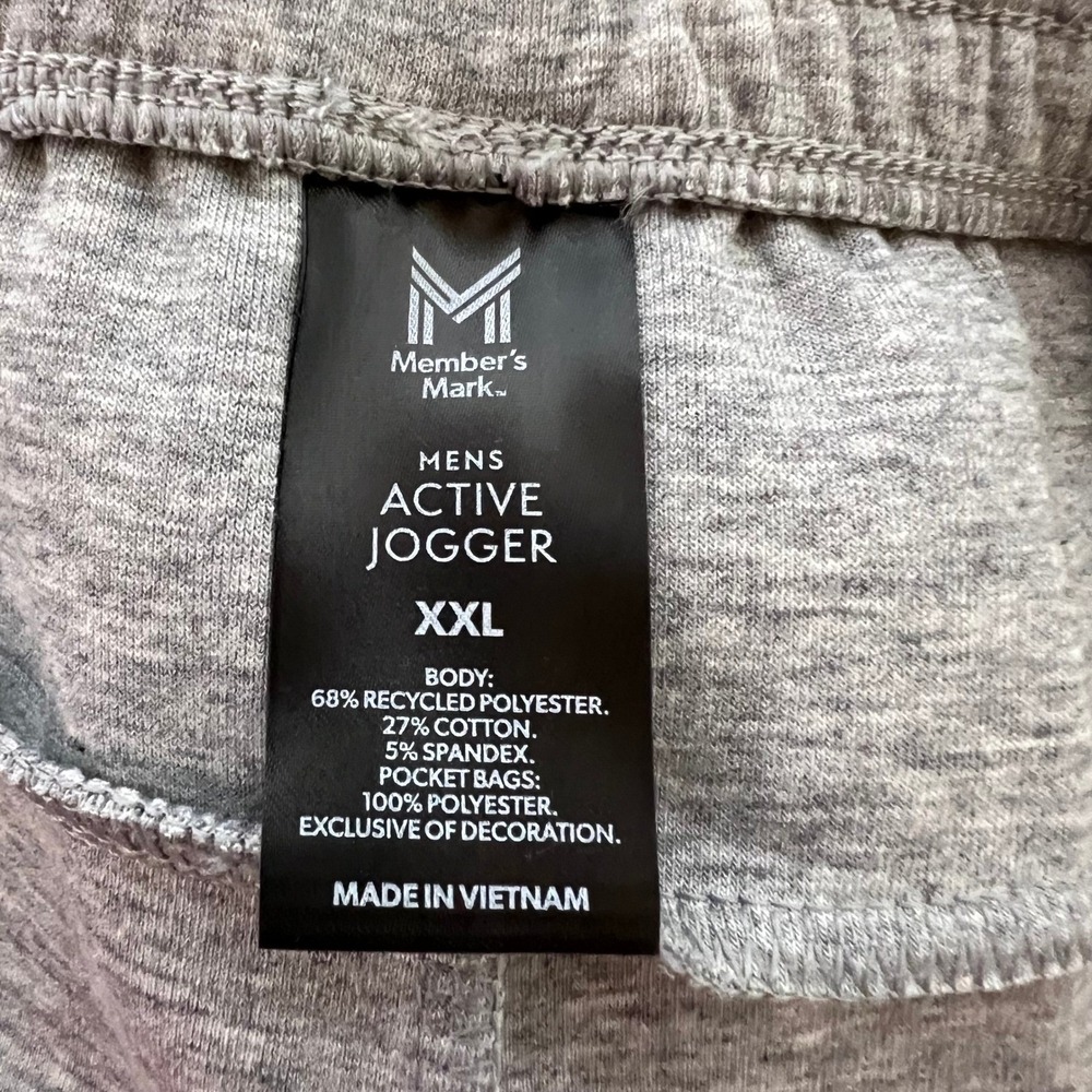 Member's Mark Mens Active Jogger Pants XXL Heather Gray Double Knit Stretch NEW - Picture 3 of 5